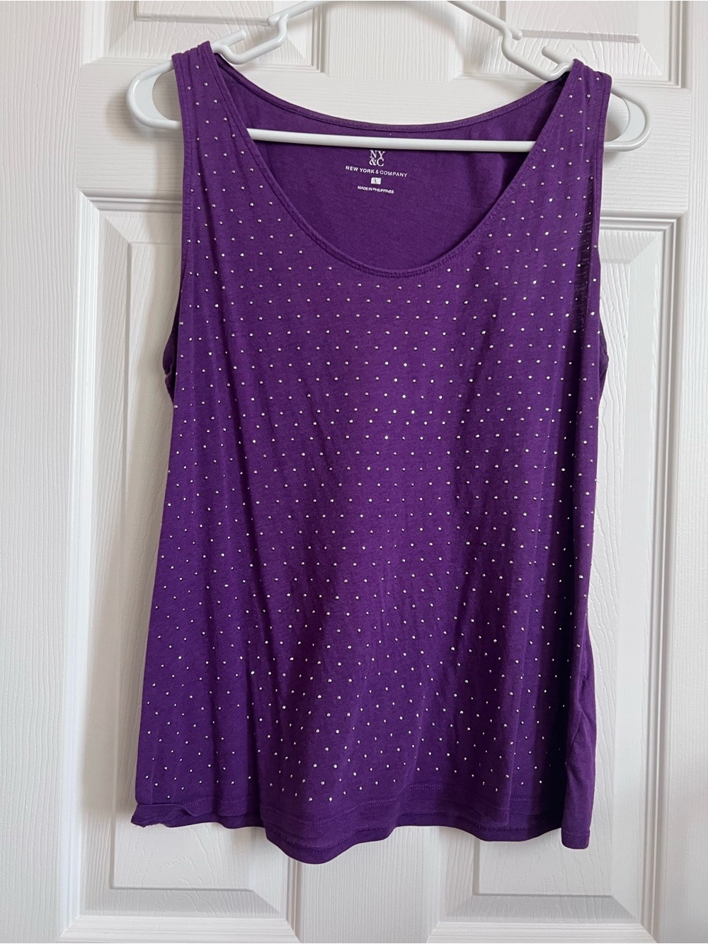 New York & Company Purple Sleeveless Tank with Rhinestone Dots